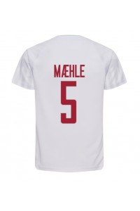 Tanska Joakim Maehle #5 Jalkapallovaatteet Vieraspaita MM-kisat 2022 Lyhythihainen